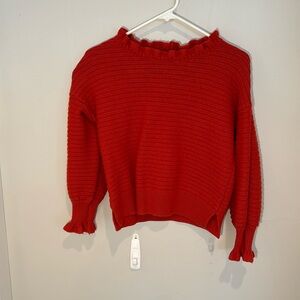 Madewell Cropped Sweater with Ruffle Detail